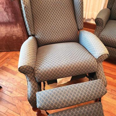 Lot #139 Lane Recliner - upholstered, Queen Anne style Wingback.