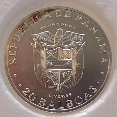 1972 Panama 20 Balboas 2000 Grain Sterling Silver .925 Proof Coin Franklin Mint (#41)