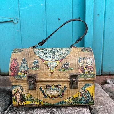 Vintage Decoupage Tin Lunchbox or Storage Container