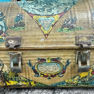 Vintage Decoupage Tin Lunchbox or Storage Container