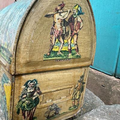 Vintage Decoupage Tin Lunchbox or Storage Container