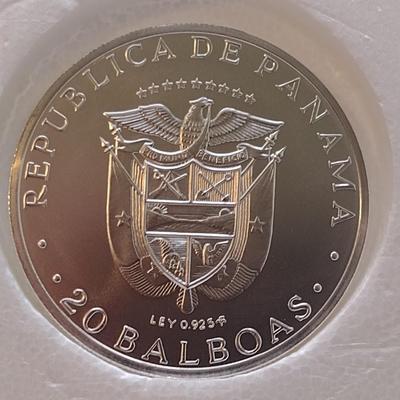 1972 Panama 20 Balboas 2000 Grain Sterling Silver .925 Proof Coin Franklin Mint (#43)