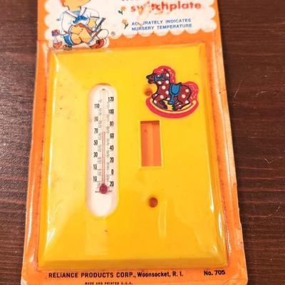Lot #144 Vintage - new/old stock in original package - Nursery Switchplate with Thermometer