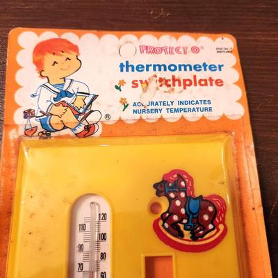 Lot #144 Vintage - new/old stock in original package - Nursery Switchplate with Thermometer