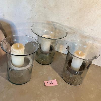 3 Glass candle holders