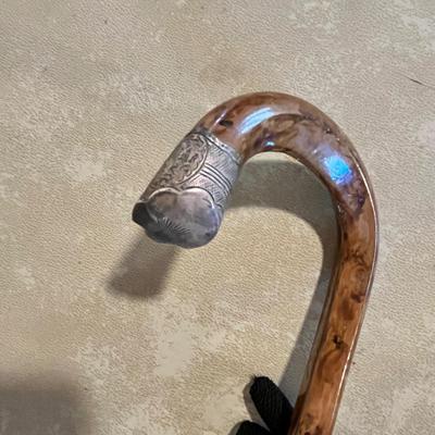 Brass umbrella stand w/ 2 umbrellas