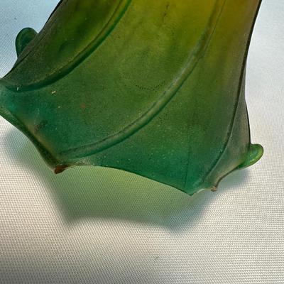 Three Vintage Amber, Green Lily Lamp Shades (See Description)
