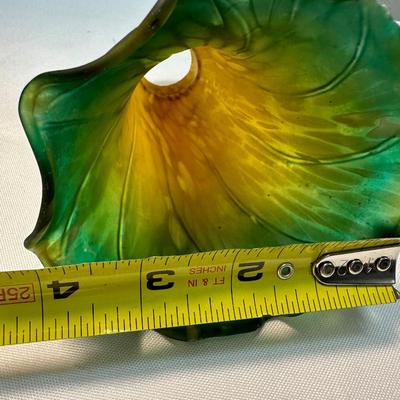 Three Vintage Amber, Green Lily Lamp Shades (See Description)