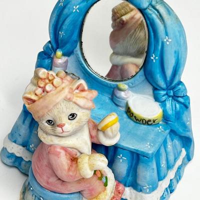 Vintage Sewing Machine Kitty and Dressing Table Kitty Music Boxes