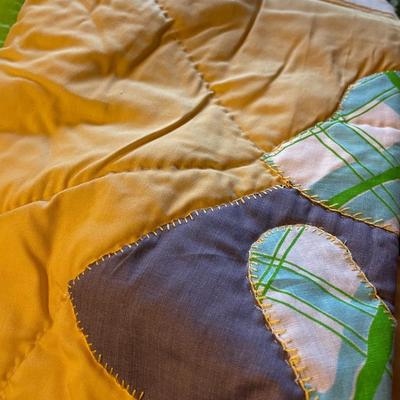 Handsewn Quilt and Blanket, Stored Together