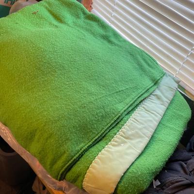 Handsewn Quilt and Blanket, Stored Together