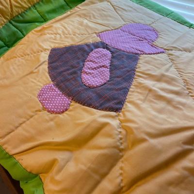Handsewn Quilt and Blanket, Stored Together