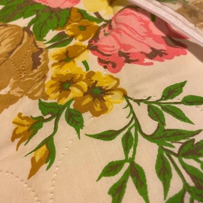 Vintage Quilted Bedspread and White Chenille Blanket