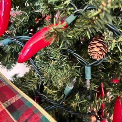 Pencil tree with Pepper string lights