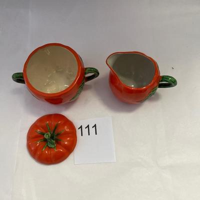 Vintage Tomato/Pumpkin creamer and sugar