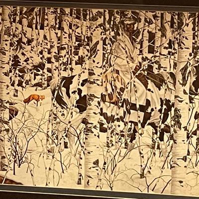 Framed Winter Hunting Portrait with Arrowhead