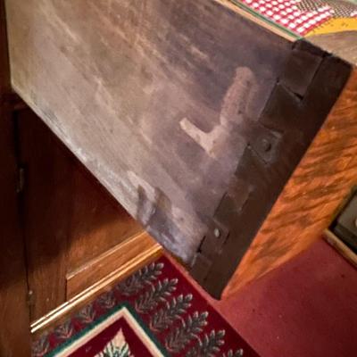 Primitive Oak Washstand with Two Oil Lamps & Candle Holder