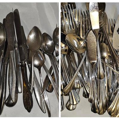 1 set Pfaltzgraff flatware stainless plus misc Stainless spoons, forks and knives