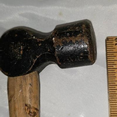 3 vintage hammers with wood handles