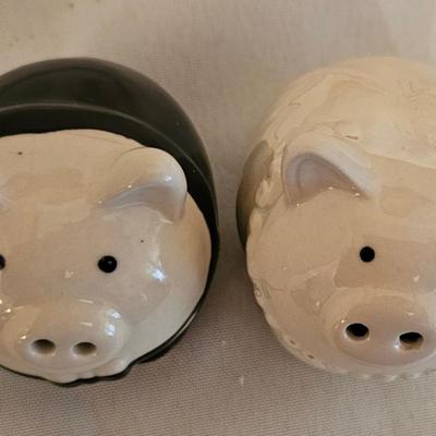 Pigs in black tie salt and pepper shakers