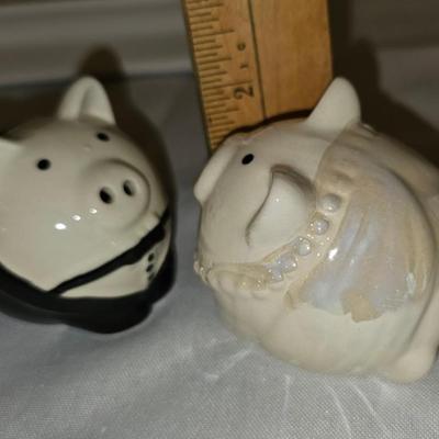Pigs in black tie salt and pepper shakers