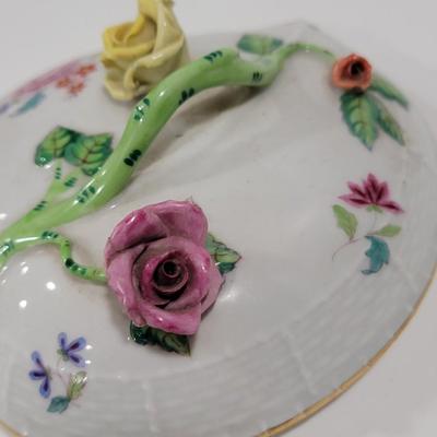 HEREND antique heart shaped covered dish