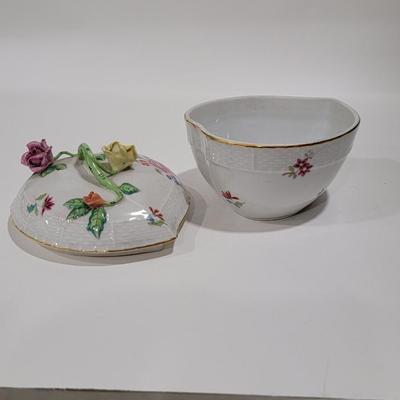 HEREND antique heart shaped covered dish