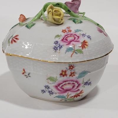HEREND antique heart shaped covered dish