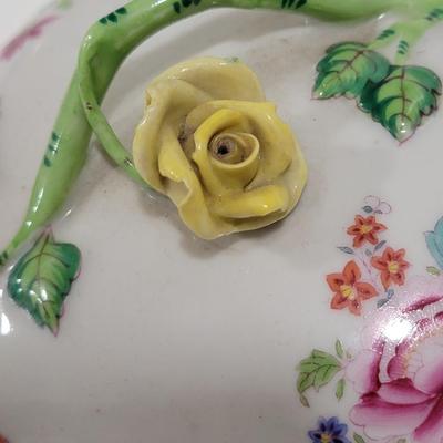 HEREND antique heart shaped covered dish