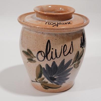 French Handpainted Olive Pot Noyaux