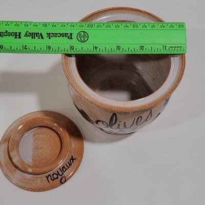 French Handpainted Olive Pot Noyaux