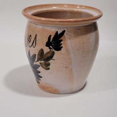 French Handpainted Olive Pot Noyaux