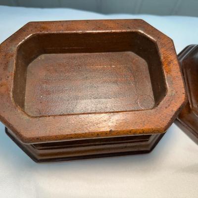 Two Wood & Removable Solid Brass Ashtrays (2)