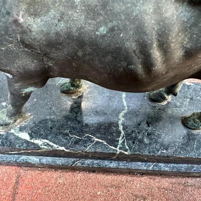 Bull Sculpture on Marble Base