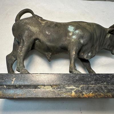 Bull Sculpture on Marble Base