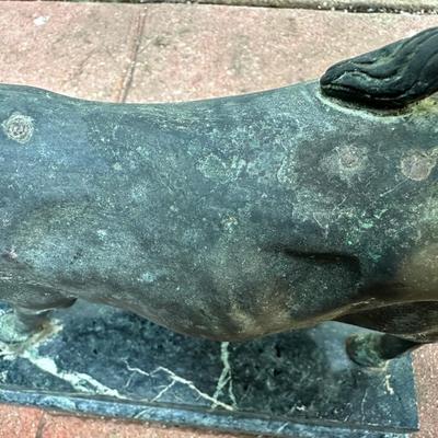 Bull Sculpture on Marble Base