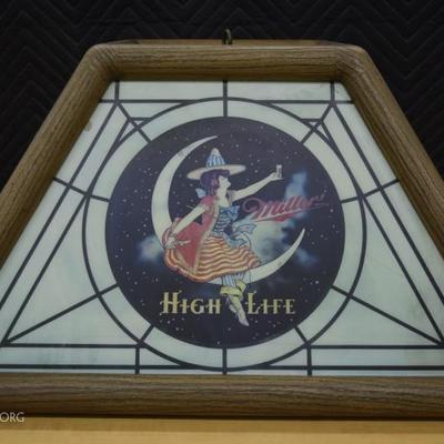 Vintage Miller High Life Beer Witch on the Moon Pool Table Bar Hanging Light