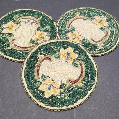 Three Occupied Japan Handmade Antique Doilies/Coasters