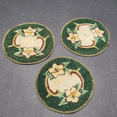 Three Occupied Japan Handmade Antique Doilies/Coasters
