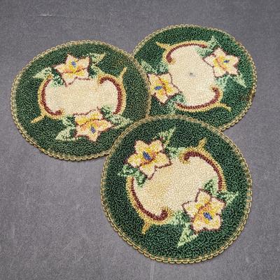 Three Occupied Japan Handmade Antique Doilies/Coasters