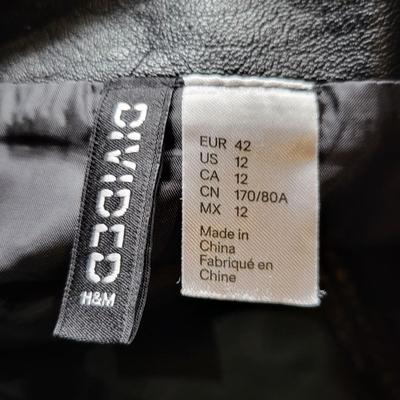 H&M Embroidered Faux Leather Mini Skirt
