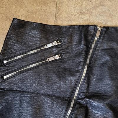 H&M Embroidered Faux Leather Mini Skirt