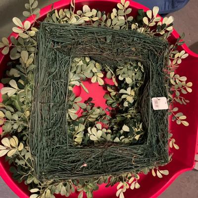 Pairof Square shaped greens wreaths