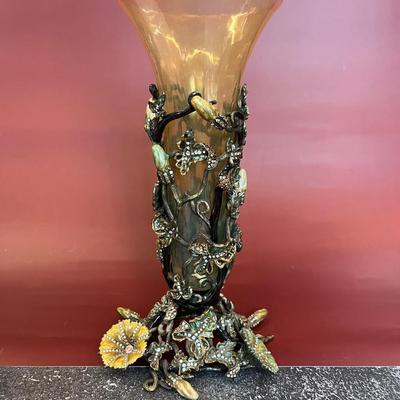 MORNING GLORY VASE BY JAY STRONGWATER, 1990