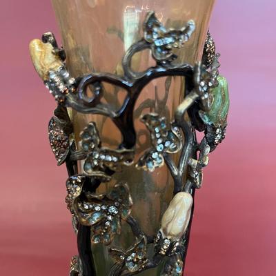 MORNING GLORY VASE BY JAY STRONGWATER, 1990