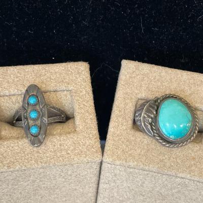 Unmarked possible turquoise rings