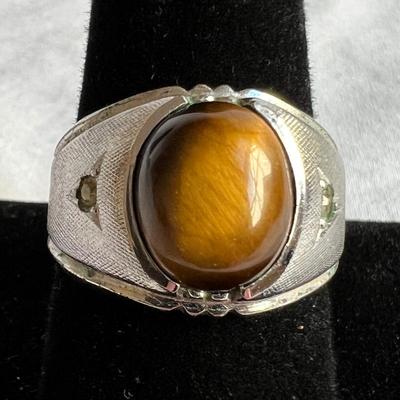 Tiger Eye 18KT White Gold Plated Ring (HC2-RG)