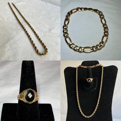 10K Gold Signet Ring, Necklace & Bracelet (HC2-RG)