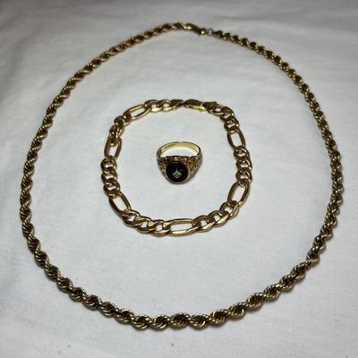 10K Gold Signet Ring, Necklace & Bracelet (HC2-RG)