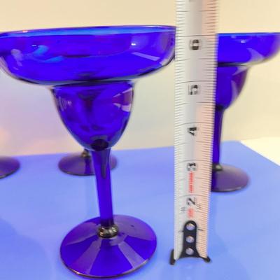 6 Cobalt Blue Margarita Glasses